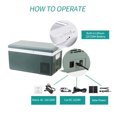 NO App-Controlled 25L Solar Car Freezer Refrigerator with Built-in Replaceable Battery