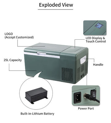 Travel Fridge Solar Charge and Built-in Lithium Battery 40L Car Freezer Refrigerator